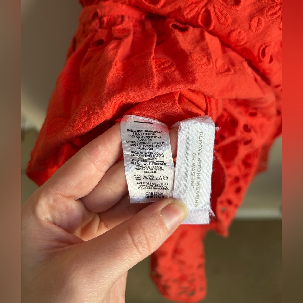 ANN TAYLOR $189 Eyelet Midi Flare Dress In Red Ripe Persimmon Size 4P - Picture 5 of 8
